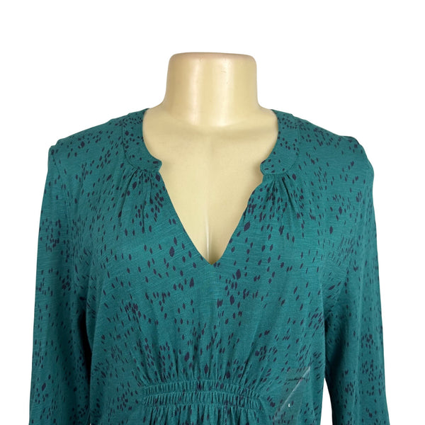 Calvin Klein Jeans Womens Teal Cotton Blend Patterned Tunic Top Sz L