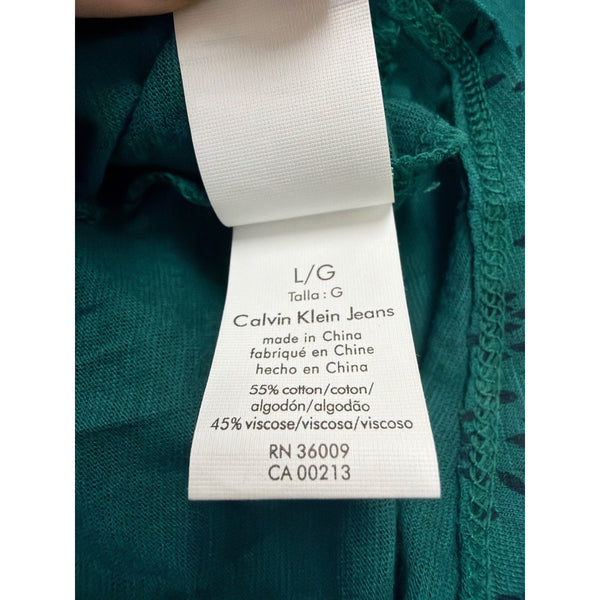 Calvin Klein Jeans Womens Teal Cotton Blend Patterned Tunic Top Sz L
