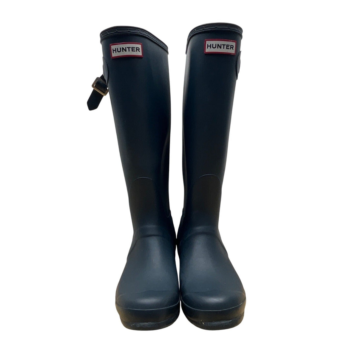 Hunter Women’s Navy Blue Tall Adjustable Strap Rubber Waterproof Rain Boots