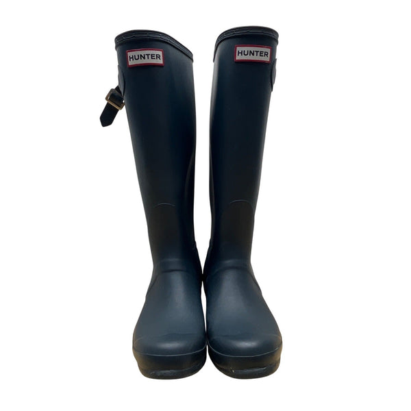 Hunter Women’s Navy Blue Tall Adjustable Strap Rubber Waterproof Rain Boots