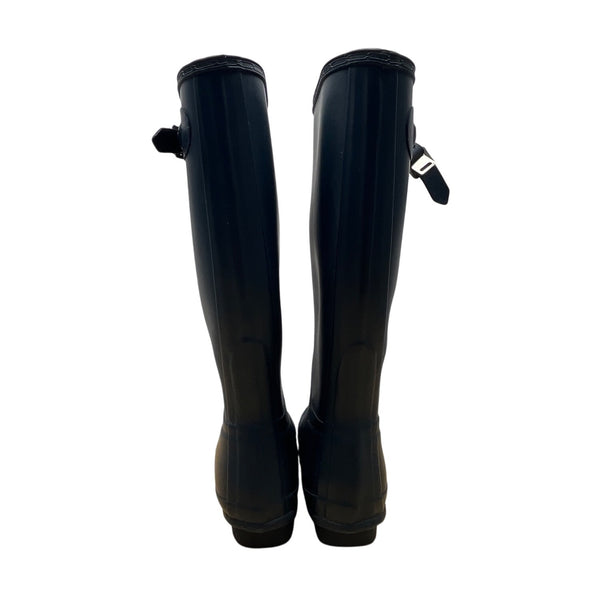 Hunter Women’s Navy Blue Tall Adjustable Strap Rubber Waterproof Rain Boots