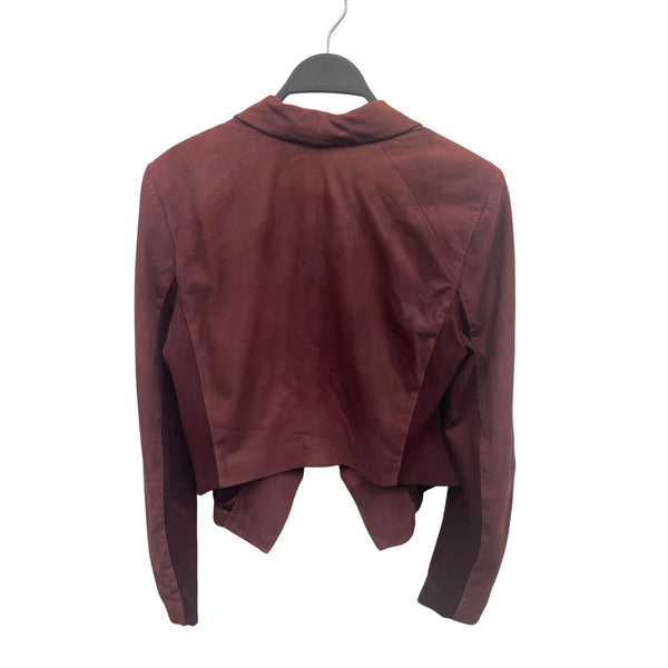 Alice + Olivia Burgundy Open Front Cropped Blazer Jacket Womens L