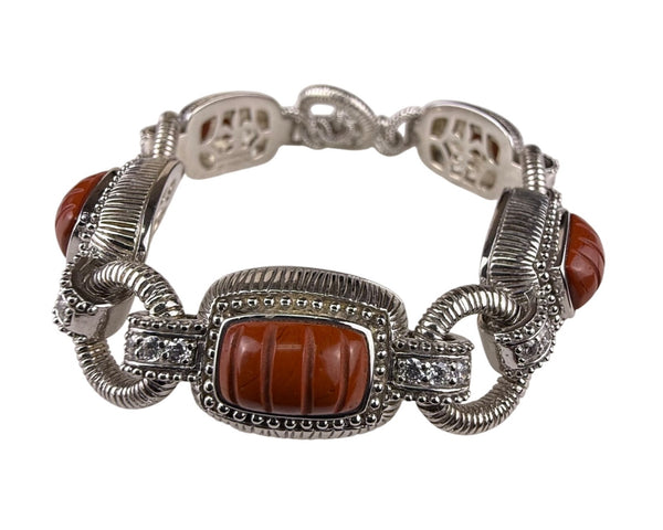 Judith Ripka Womens Silver  Carnelian Bracelet Toggle Closure Design