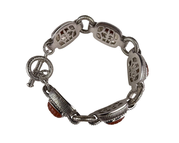 Judith Ripka Womens Silver  Carnelian Bracelet Toggle Closure Design