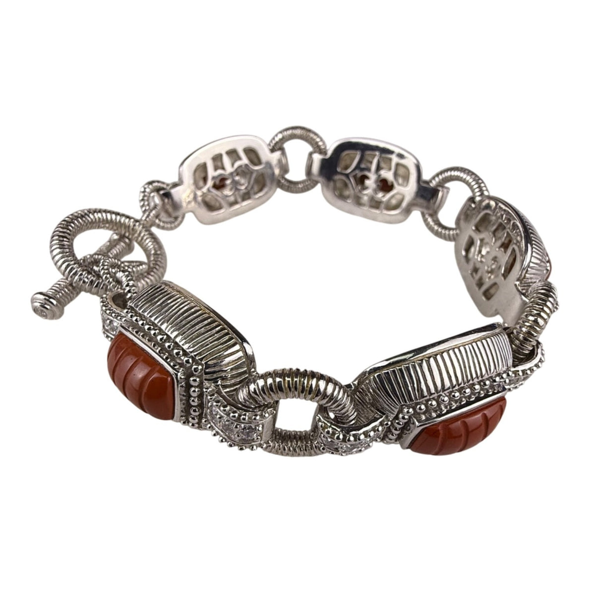 Judith Ripka Womens Silver  Carnelian Bracelet Toggle Closure Design