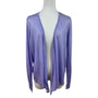 Chicos Foil Drape Alyssa Cardigan Sweater Violet Hill Size 3 Long Sleeve Lightweight Ramie & Rayon Blend