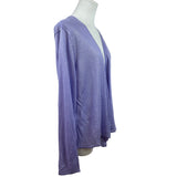Chicos Foil Drape Alyssa Cardigan Sweater Violet Hill Size 3 Long Sleeve Lightweight Ramie & Rayon Blend