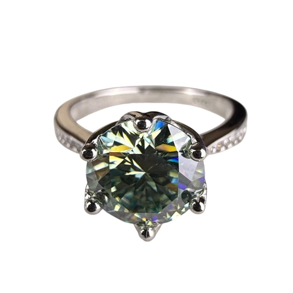 Sterling Silver Womens Iridescent Round Stone Ring Size 6 Sparkling Vintage Design