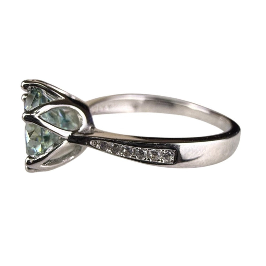 Sterling Silver Womens Iridescent Round Stone Ring Size 6 Sparkling Vintage Design