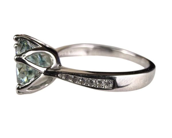 Sterling Silver Womens Iridescent Round Stone Ring Size 6 Sparkling Vintage Design