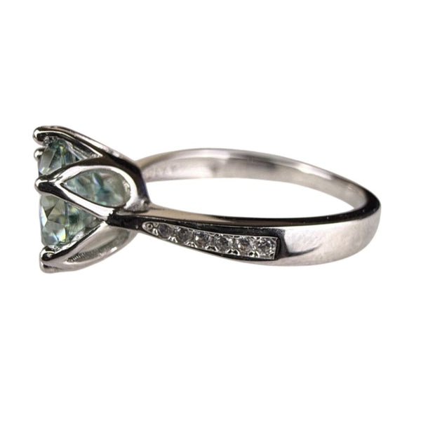 Sterling Silver Womens Iridescent Round Stone Ring Size 6 Sparkling Vintage Design