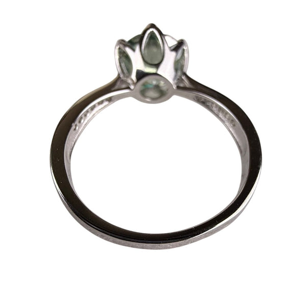 Sterling Silver Womens Iridescent Round Stone Ring Size 6 Sparkling Vintage Design
