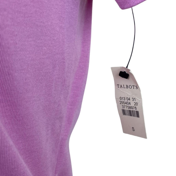 Talbots Women's Pink Short Sleeve Top With Beaded Scoop Neck Sz S - New
