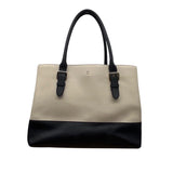 Kate Spade Beige & Black Two Tone Leather Adjustable Handles Tote Bag Sz L