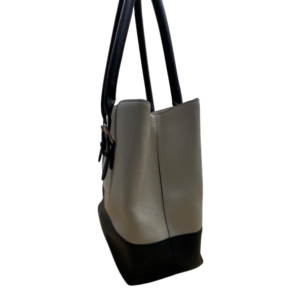 Kate Spade Beige & Black Two Tone Leather Adjustable Handles Tote Bag Sz L