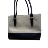 Kate Spade Beige & Black Two Tone Leather Adjustable Handles Tote Bag Sz L