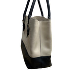Kate Spade Beige & Black Two Tone Leather Adjustable Handles Tote Bag Sz L