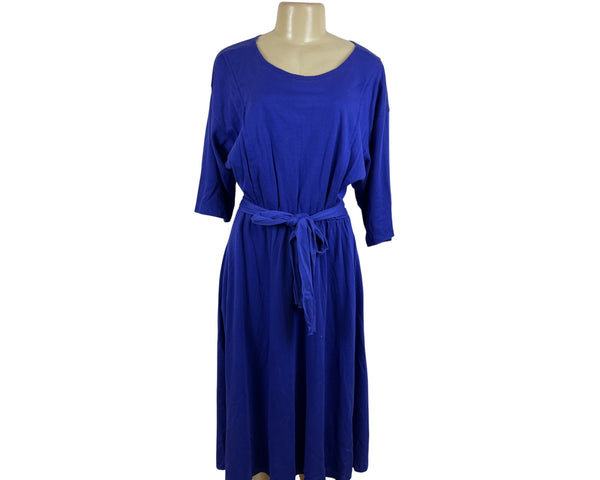 Motherwear Blue Nursing Dress With Belt & Elbow Length Sleeves Sz M