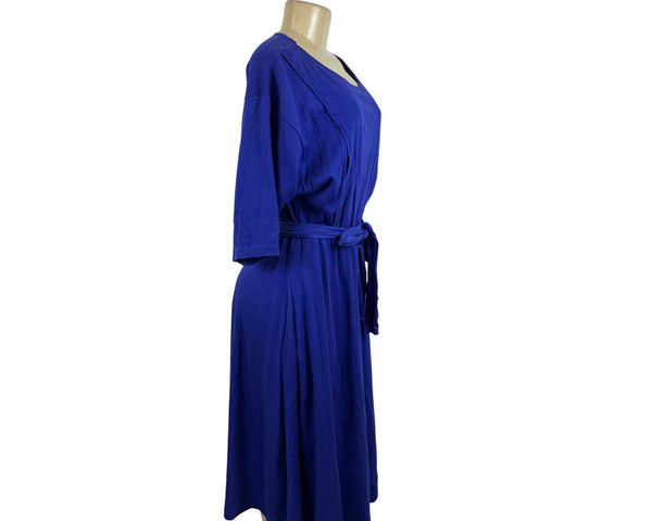 Motherwear Blue Nursing Dress With Belt & Elbow Length Sleeves Sz M