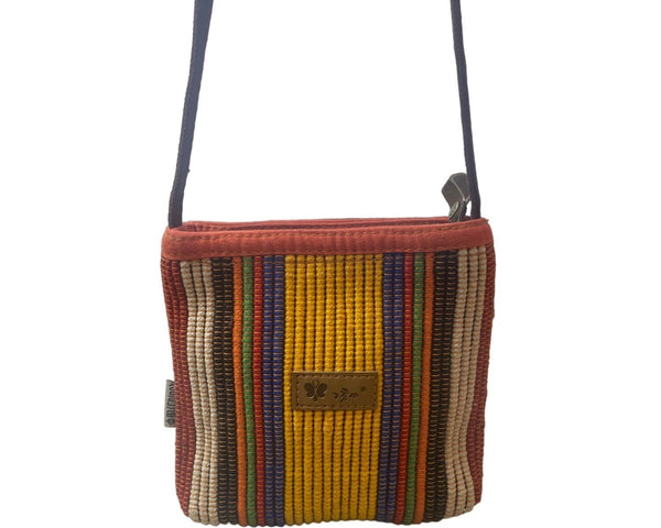 Forte Jeans Women's Multicolor Striped Canvas Crossbody Mini Clutch Sz S