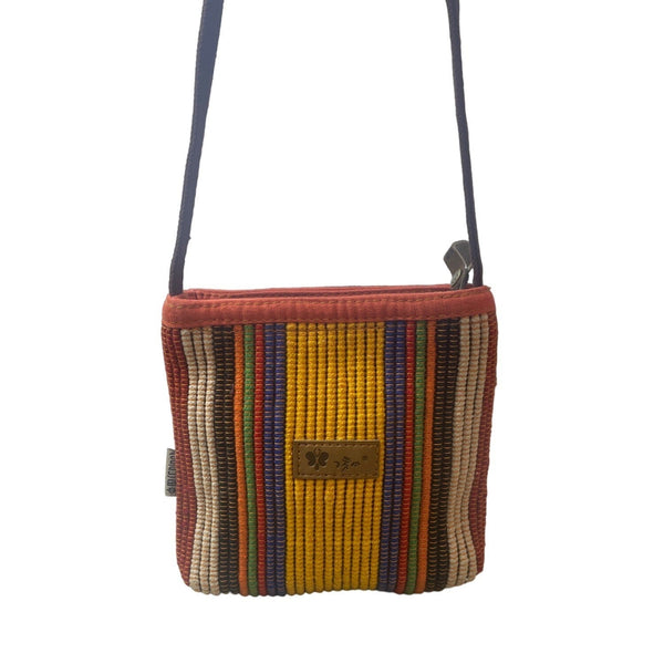 Forte Jeans Women's Multicolor Striped Canvas Crossbody Mini Clutch Sz S