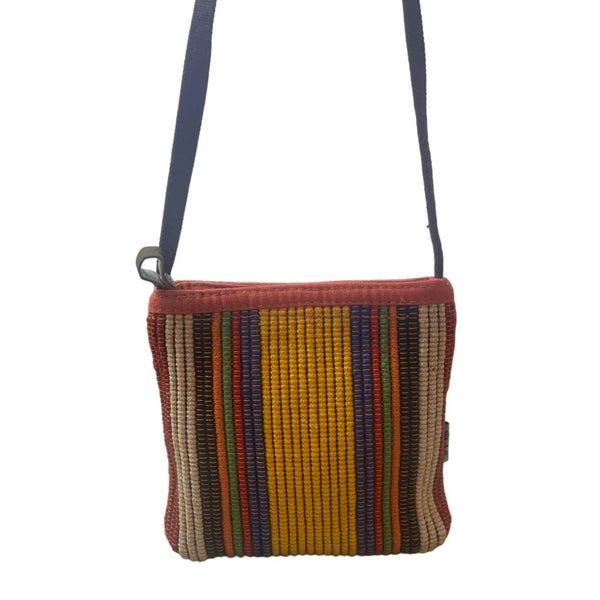 Forte Jeans Women's Multicolor Striped Canvas Crossbody Mini Clutch Sz S