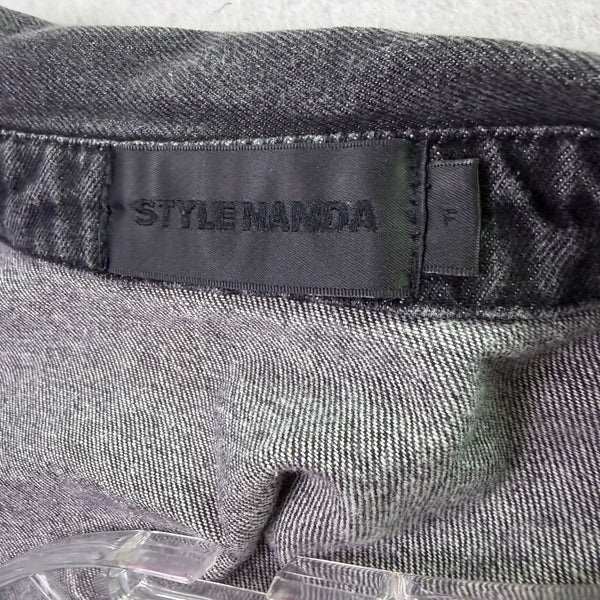 Stylr Nanda Womens Black Denim Distressed Hem Button-Up Jacket Size F