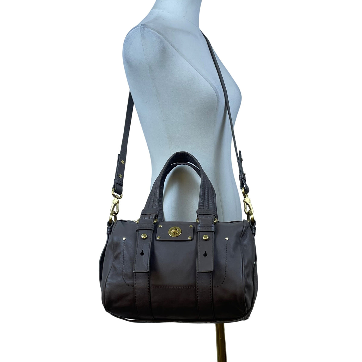 Marc Jacobs Women's Grey Leather Gold Tone Hardware Detachable Strap Tote Bag