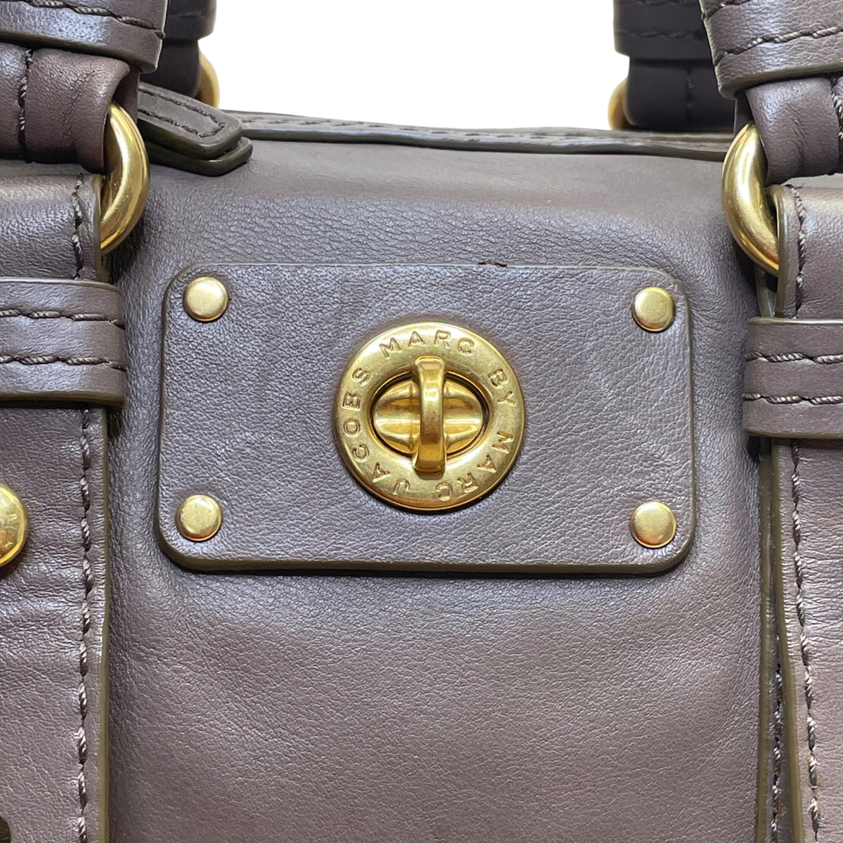 Marc Jacobs Women's Grey Leather Gold Tone Hardware Detachable Strap Tote Bag