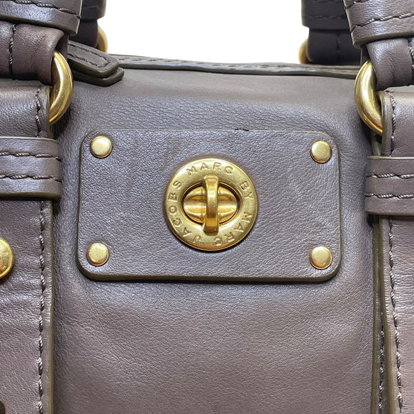 Marc Jacobs Women's Grey Leather Gold Tone Hardware Detachable Strap Tote Bag
