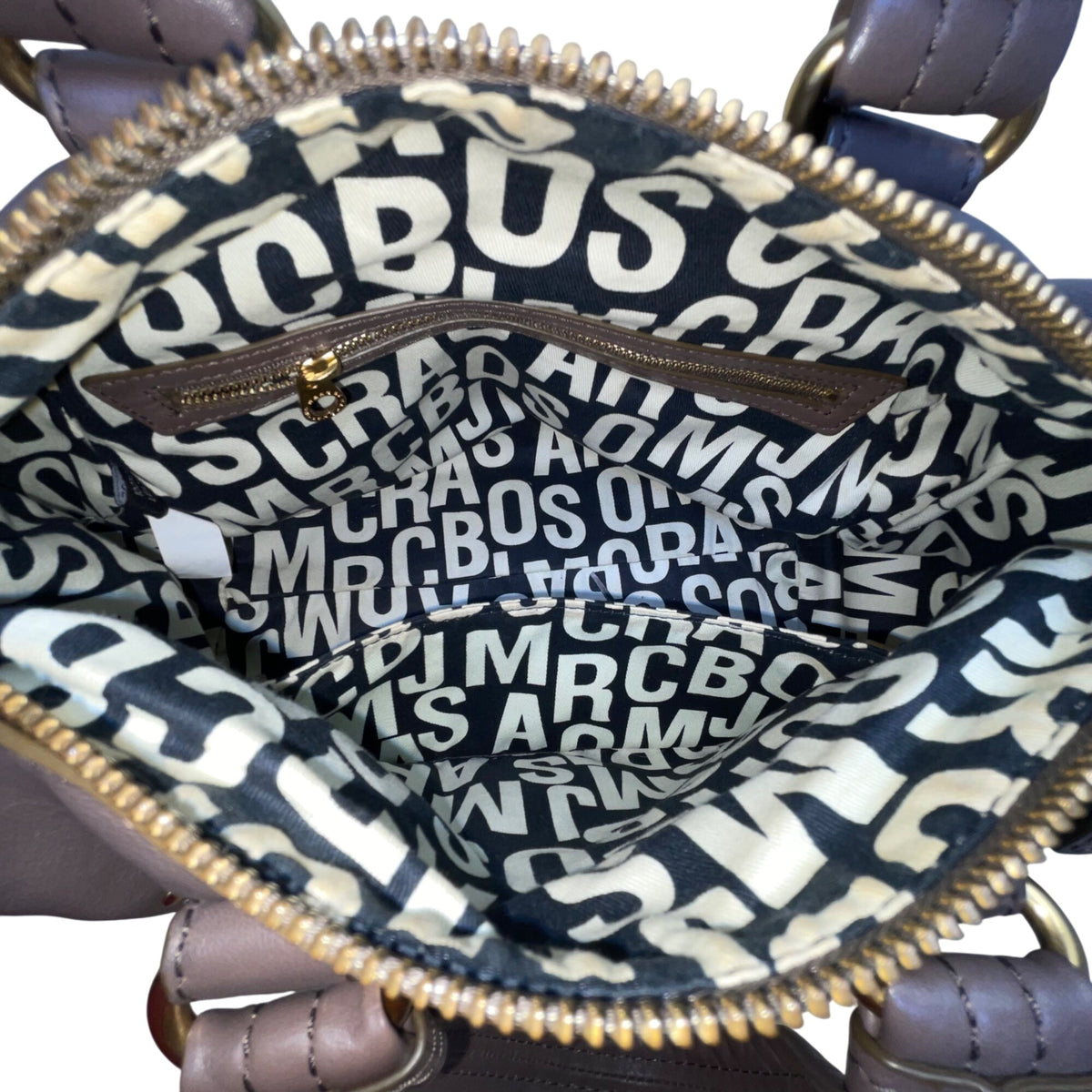 Marc Jacobs Women's Grey Leather Gold Tone Hardware Detachable Strap Tote Bag