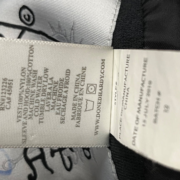 Don Ed Hardy Mens Black Mixed Material Embroidered Graphic Hooded Jacket Size S