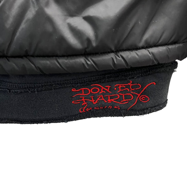 Don Ed Hardy Mens Black Mixed Material Embroidered Graphic Hooded Jacket Size S