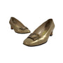 Vintage Salvatore Ferragamo Women's Gold Firenze Round Toe Slip On Pumps Sz 5.5B