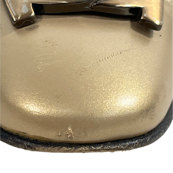 Vintage Salvatore Ferragamo Women's Gold Firenze Round Toe Slip On Pumps Sz 5.5B