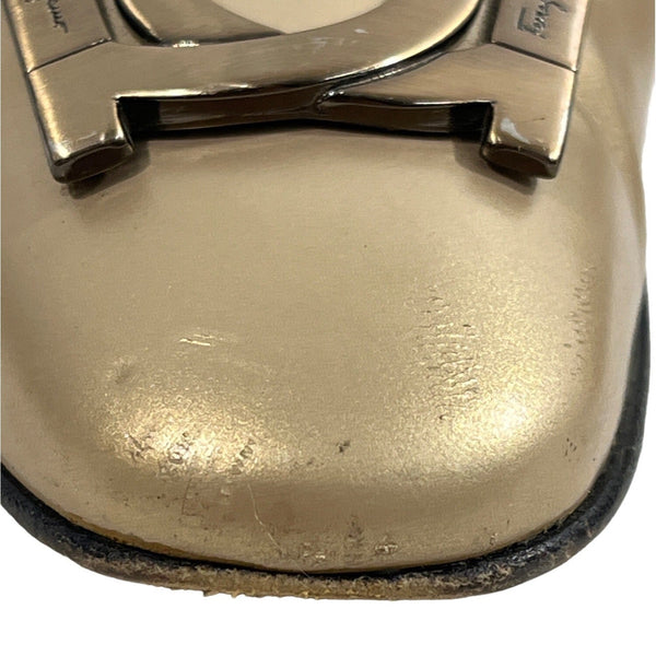 Vintage Salvatore Ferragamo Women's Gold Firenze Round Toe Slip On Pumps Sz 5.5B