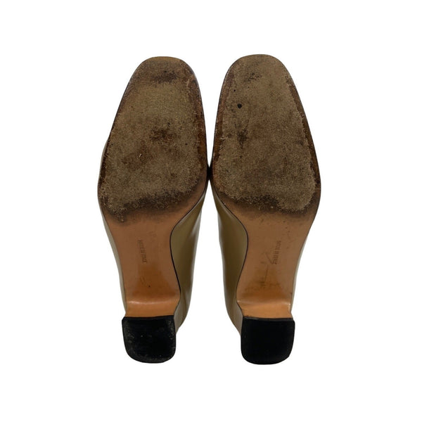 Vintage Salvatore Ferragamo Women's Gold Firenze Round Toe Slip On Pumps Sz 5.5B