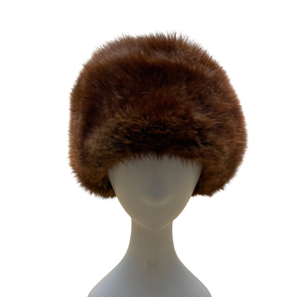 Vintage Women's Russian Soviet Era Brown Genuine Fur Hat Made in Leningrad OS