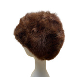 Vintage Women's Russian Soviet Era Brown Genuine Fur Hat Made in Leningrad OS
