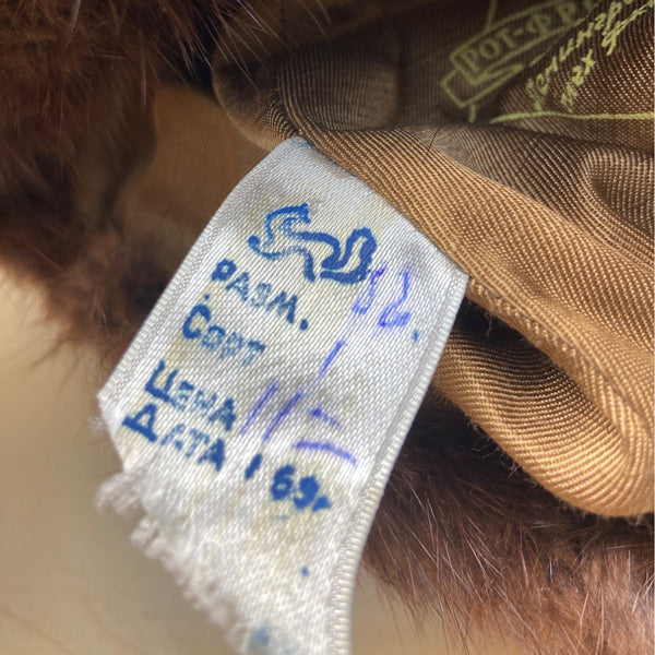 Vintage Women's Russian Soviet Era Brown Genuine Fur Hat Made in Leningrad OS