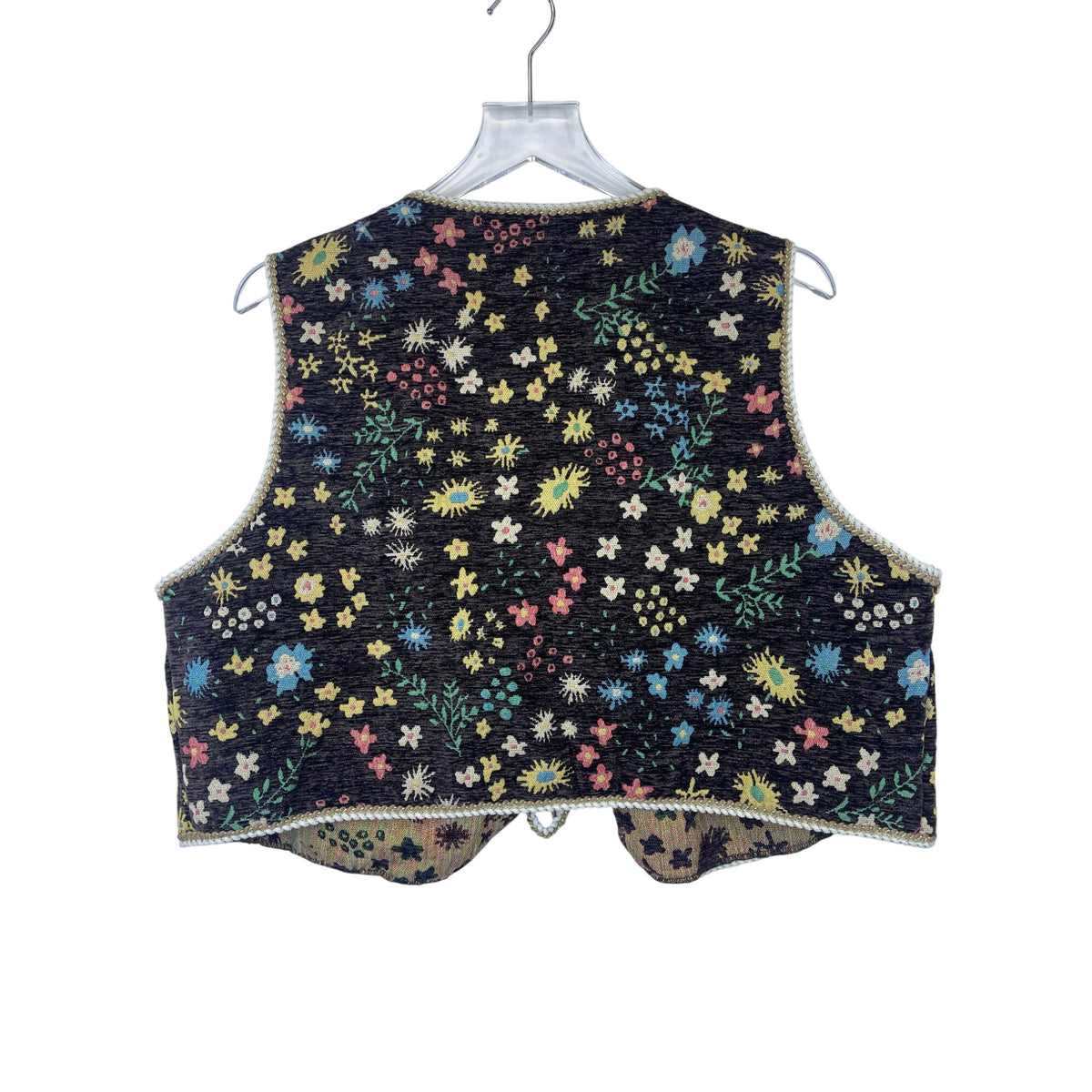 Shein Curve Womens Black Floral Tie-Front Vest 3XL Polyester & Viscose Blend