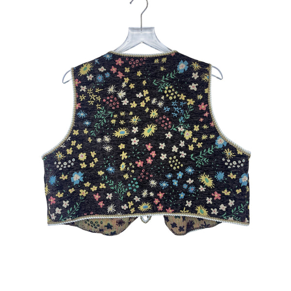 Shein Curve Womens Black Floral Tie-Front Vest 3XL Polyester & Viscose Blend