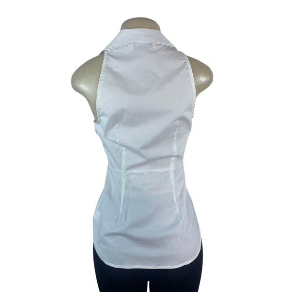Sleeveless White Twist Front Blouse With Collar By Bailey 44 Size S