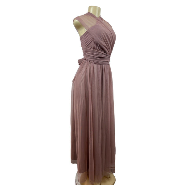 Birdy Grey Women's Dusty Rose Tulle Maxi Dress With Wrap Sleeves Size XS