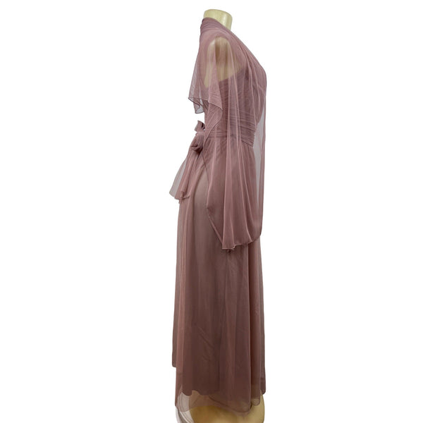 Birdy Grey Women's Dusty Rose Tulle Maxi Dress With Wrap Sleeves Size XS