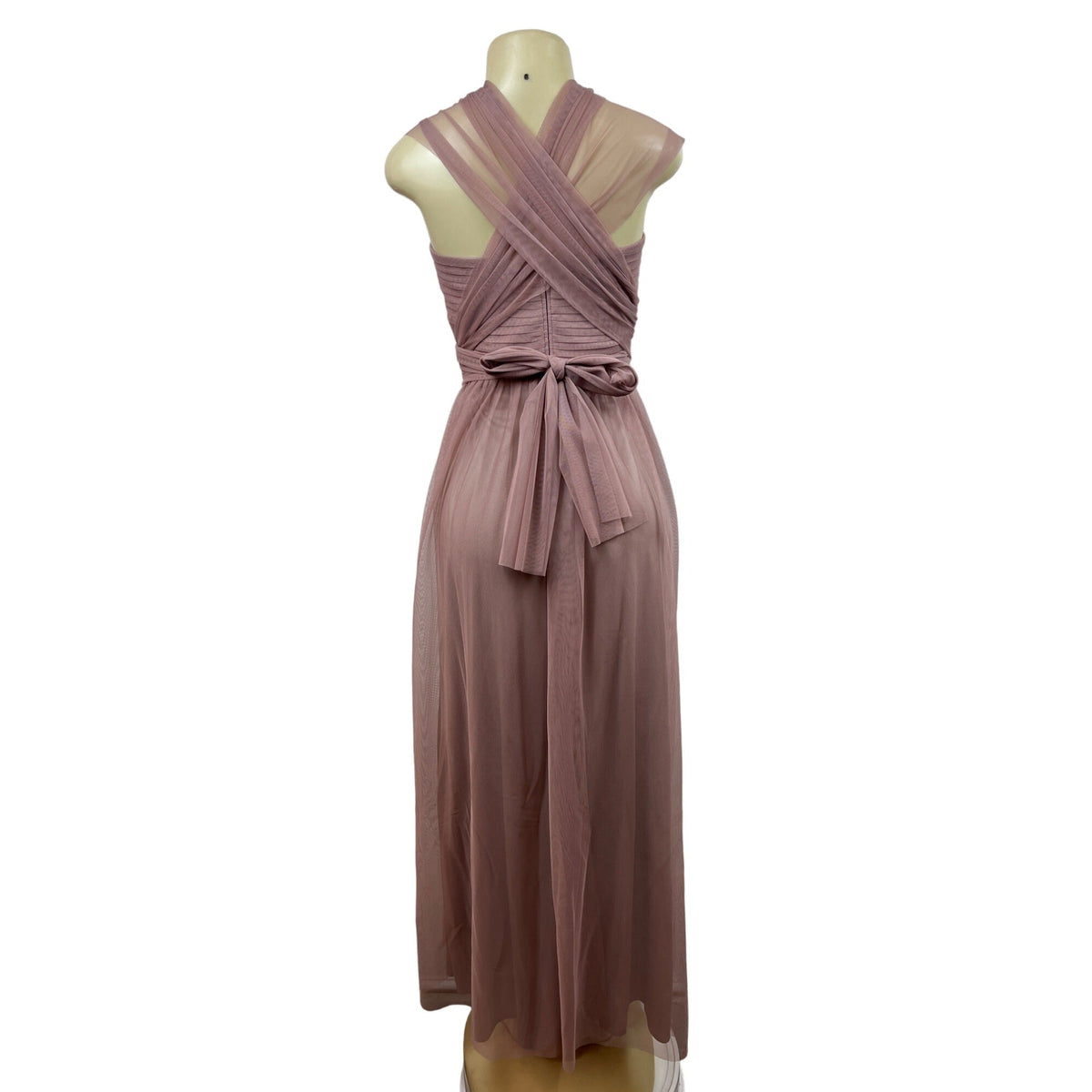 Birdy Grey Women's Dusty Rose Tulle Maxi Dress With Wrap Sleeves Size XS