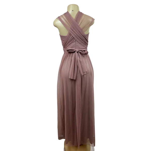 Birdy Grey Women's Dusty Rose Tulle Maxi Dress With Wrap Sleeves Size XS