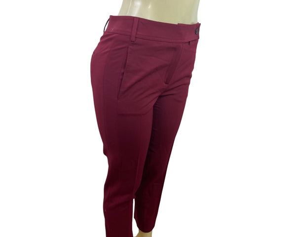 Gerard Darel Womens Burgundy Slim Fit Cropped Pants With Side Size 36