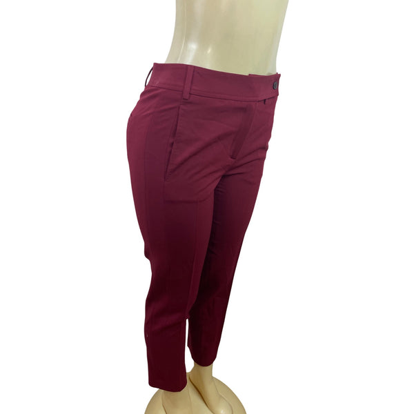Gerard Darel Womens Burgundy Slim Fit Cropped Pants With Side Size 36