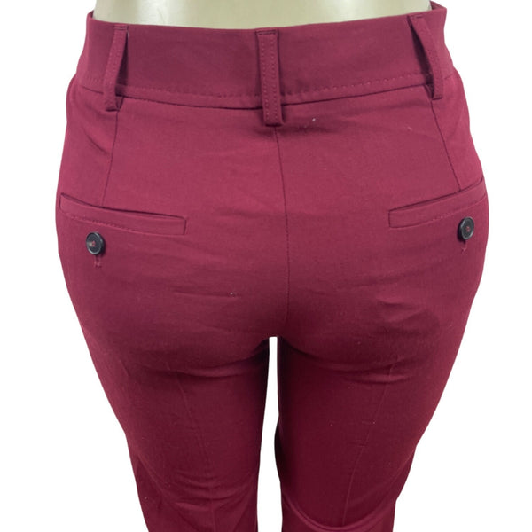 Gerard Darel Womens Burgundy Slim Fit Cropped Pants With Side Size 36